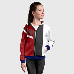 Толстовка на молнии детская Красные, белые, чёрные полосы, цвет: 3D-синий — фото 2