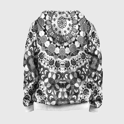 Детская толстовка на молнии Черно-белый этнический узор / 3D-Белый – фото 2