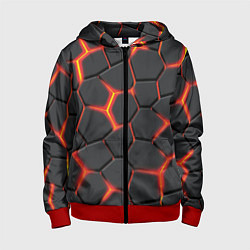 Толстовка на молнии детская Неоновый разлом - жёлтый, цвет: 3D-красный