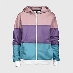 Толстовка на молнии детская Трёхцветный паттерн - розовый, фиолетовый и синий, цвет: 3D-белый