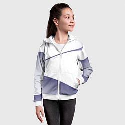 Толстовка на молнии детская Абстрактный белый и фиолетовый паттерн, цвет: 3D-белый — фото 2
