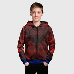 Толстовка на молнии детская Полосы красные и чёрные, цвет: 3D-синий — фото 2