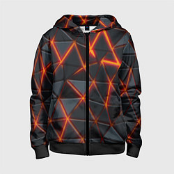 Толстовка на молнии детская Треугольники и неон, цвет: 3D-черный