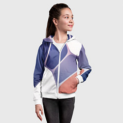 Толстовка на молнии детская Узор из синих, фиолетовых, белых и оранжевых камне, цвет: 3D-белый — фото 2