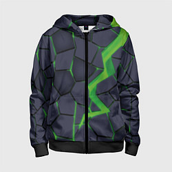 Детская толстовка на молнии Зелёный неон