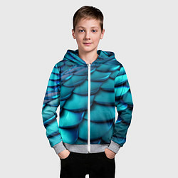 Толстовка на молнии детская Чешуя бирюзовая металлик, цвет: 3D-меланж — фото 2