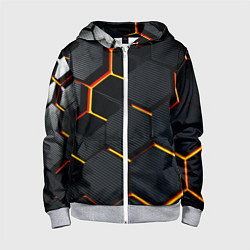 Толстовка на молнии детская Плиты стиль соты киберпанк, цвет: 3D-меланж