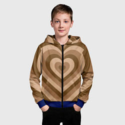 Толстовка на молнии детская Hearts brown, цвет: 3D-синий — фото 2