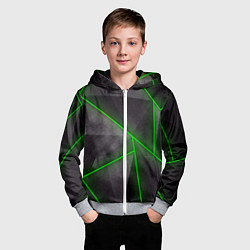 Толстовка на молнии детская Stripes Abstract green, цвет: 3D-меланж — фото 2