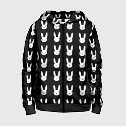 Толстовка на молнии детская Bunny pattern black, цвет: 3D-черный