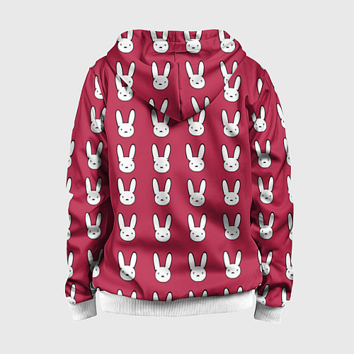 Детская толстовка на молнии Bunny Pattern red / 3D-Белый – фото 2