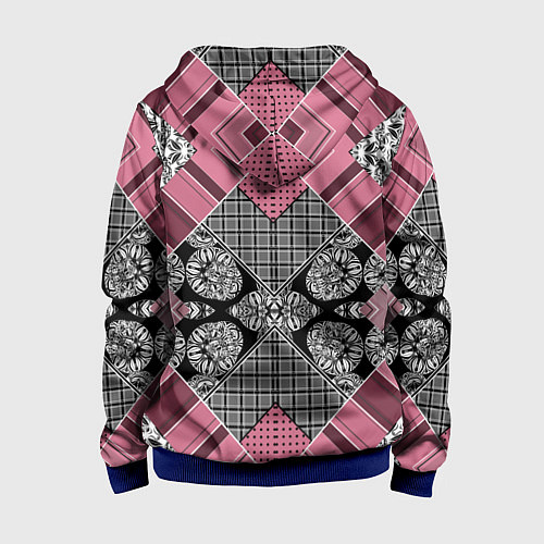 Детская толстовка на молнии Геометрический розово-черный с белым узор / 3D-Синий – фото 2