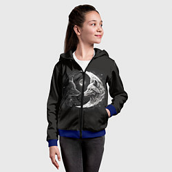 Толстовка на молнии детская Волки инь-янь луна, цвет: 3D-синий — фото 2