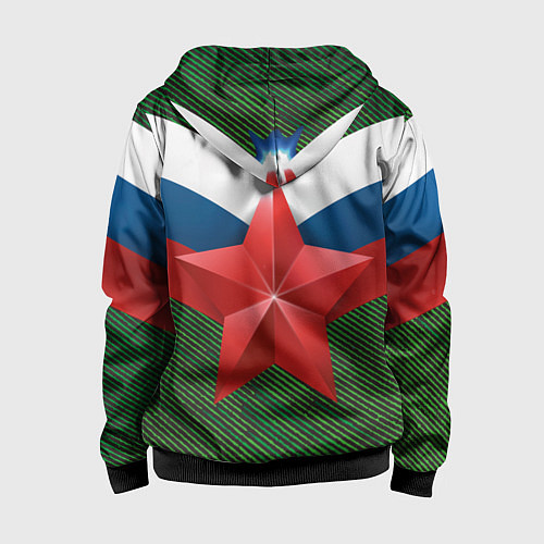 Детская толстовка на молнии Звезда на фоне флага / 3D-Черный – фото 2