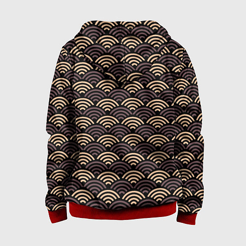 Детская толстовка на молнии Японский фиолетовый паттерн / 3D-Красный – фото 2