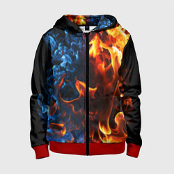 Толстовка на молнии детская Битва огней - два пламени, цвет: 3D-красный