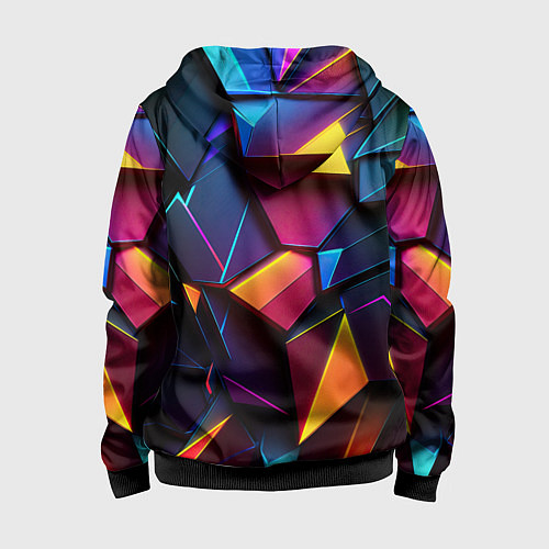 Детская толстовка на молнии Неоновые абстрактные плиты / 3D-Черный – фото 2