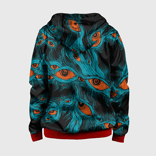 Детская толстовка на молнии Винтажные глаза пиксельные / 3D-Красный – фото 2