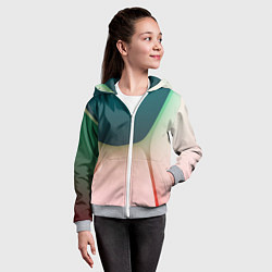 Толстовка на молнии детская Абстрактные зелёные и розовые пластины, цвет: 3D-меланж — фото 2