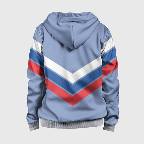 Детская толстовка на молнии Триколор - три полоски на голубом / 3D-Меланж – фото 2
