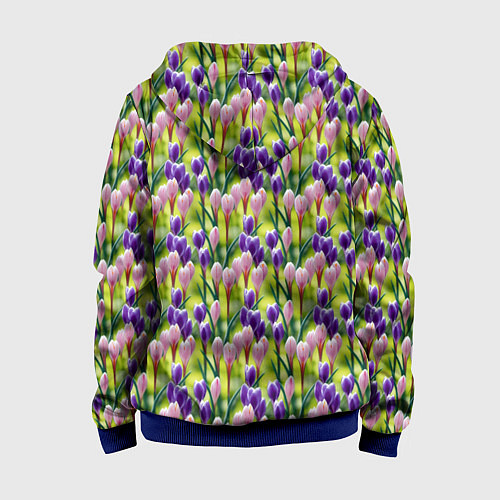 Детская толстовка на молнии Весенние крокусы / 3D-Синий – фото 2