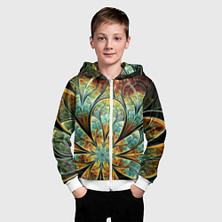 Толстовка на молнии детская Изумрудны цветок, цвет: 3D-белый — фото 2