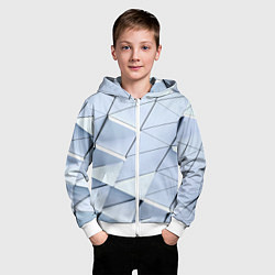 Толстовка на молнии детская Metalic triangle stiil, цвет: 3D-белый — фото 2