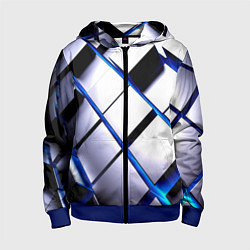 Толстовка на молнии детская Неоновые плиты киберпанк, цвет: 3D-синий