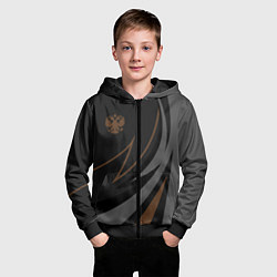 Толстовка на молнии детская Россия герб, цвет: 3D-черный — фото 2