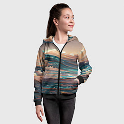 Толстовка на молнии детская Необъятный океан, цвет: 3D-черный — фото 2