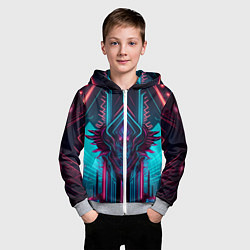 Толстовка на молнии детская Кибернетический узор дракона, цвет: 3D-меланж — фото 2