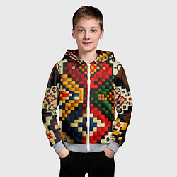 Толстовка на молнии детская Русский узор крестиком, цвет: 3D-меланж — фото 2