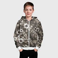 Толстовка на молнии детская Коричневый тай-дай, цвет: 3D-белый — фото 2