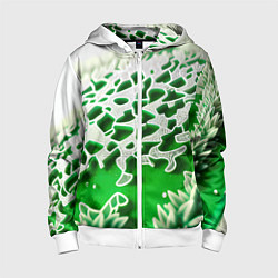 Толстовка на молнии детская Узор зелени-арт, цвет: 3D-белый