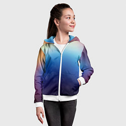 Толстовка на молнии детская Blue gradient colors, цвет: 3D-белый — фото 2