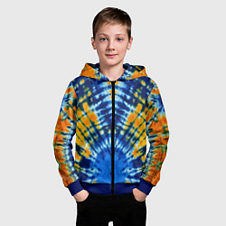 Толстовка на молнии детская Tie dye стиль хиппи, цвет: 3D-синий — фото 2