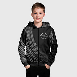 Толстовка на молнии детская Nissan tire tracks, цвет: 3D-черный — фото 2