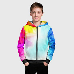 Толстовка на молнии детская Gradient colors geometry, цвет: 3D-черный — фото 2