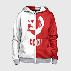 Толстовка на молнии детская Красно белый Ленин, цвет: 3D-меланж