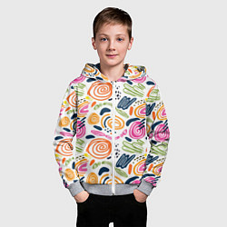 Толстовка на молнии детская Геометрический паттерн, цвет: 3D-меланж — фото 2