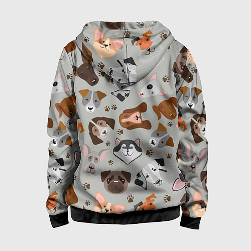 Детская толстовка на молнии Dog pattern color / 3D-Черный – фото 2