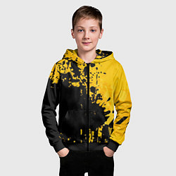 Толстовка на молнии детская Пятна черной краски на желтом фоне, цвет: 3D-черный — фото 2