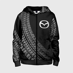 Толстовка на молнии детская Mazda tire tracks, цвет: 3D-черный