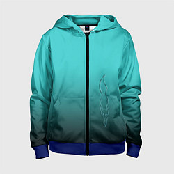 Толстовка на молнии детская Силуэт лисы на градиентном фоне, цвет: 3D-синий