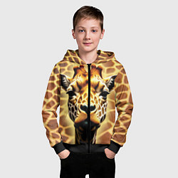 Толстовка на молнии детская Жирафа, цвет: 3D-черный — фото 2