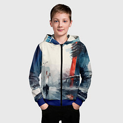 Толстовка на молнии детская Наш город - коллекция Бело-сине-красный - Хуф и Ся, цвет: 3D-синий — фото 2
