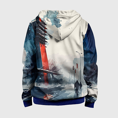 Детская толстовка на молнии Наш город - коллекция Бело-сине-красный - Хуф и Ся / 3D-Синий – фото 2
