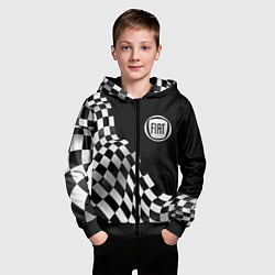 Толстовка на молнии детская Fiat racing flag, цвет: 3D-черный — фото 2