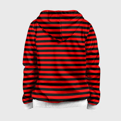 Детская толстовка на молнии Черно-красные полосы / 3D-Белый – фото 2