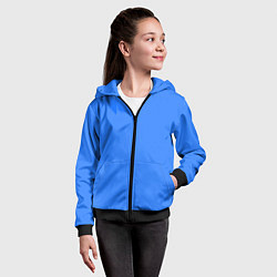 Толстовка на молнии детская Однотонный неоновый синий цвет, цвет: 3D-черный — фото 2